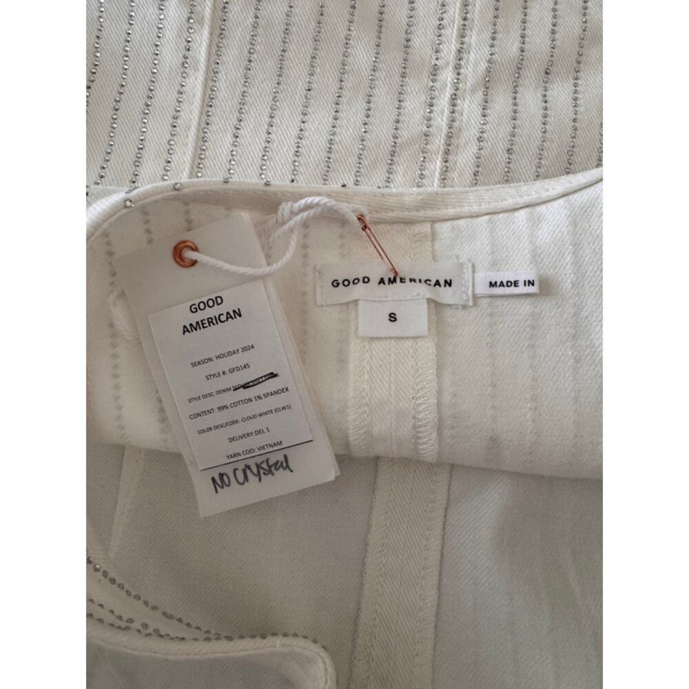 Good American | NWT White Jeweled Denim Shift Dress Size 2 RARE - Picture 11 of 12
